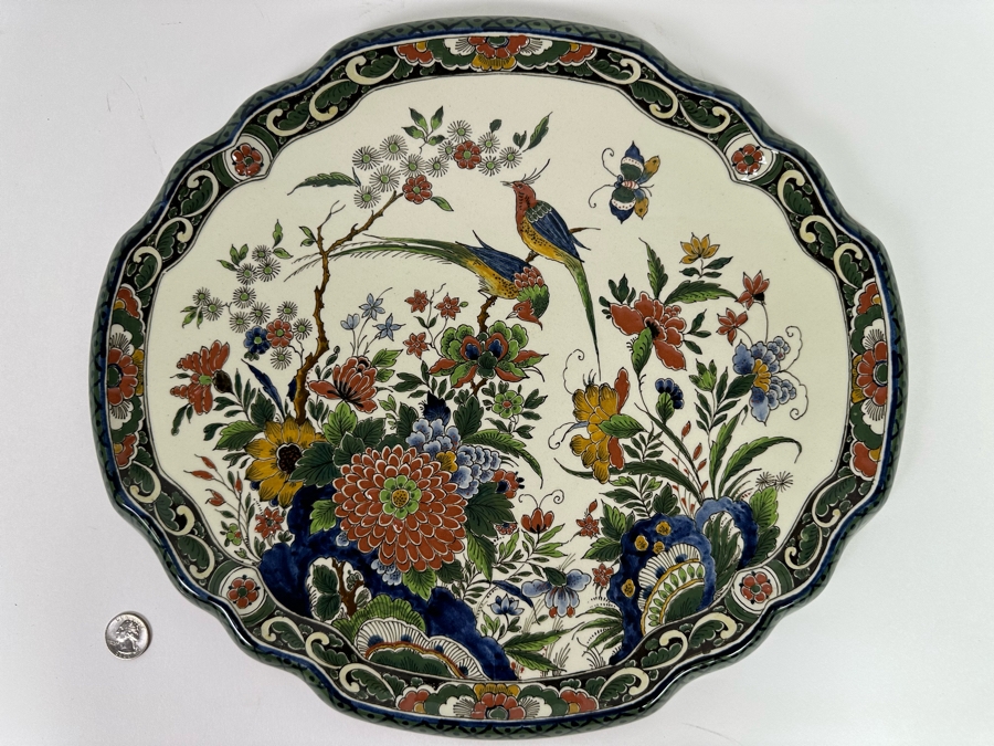 Large Hand Painted Delft Porcelain Wall Plaque Signed M. Van Den Bor 16.5W X 14.5H [CA] [Photo 3]