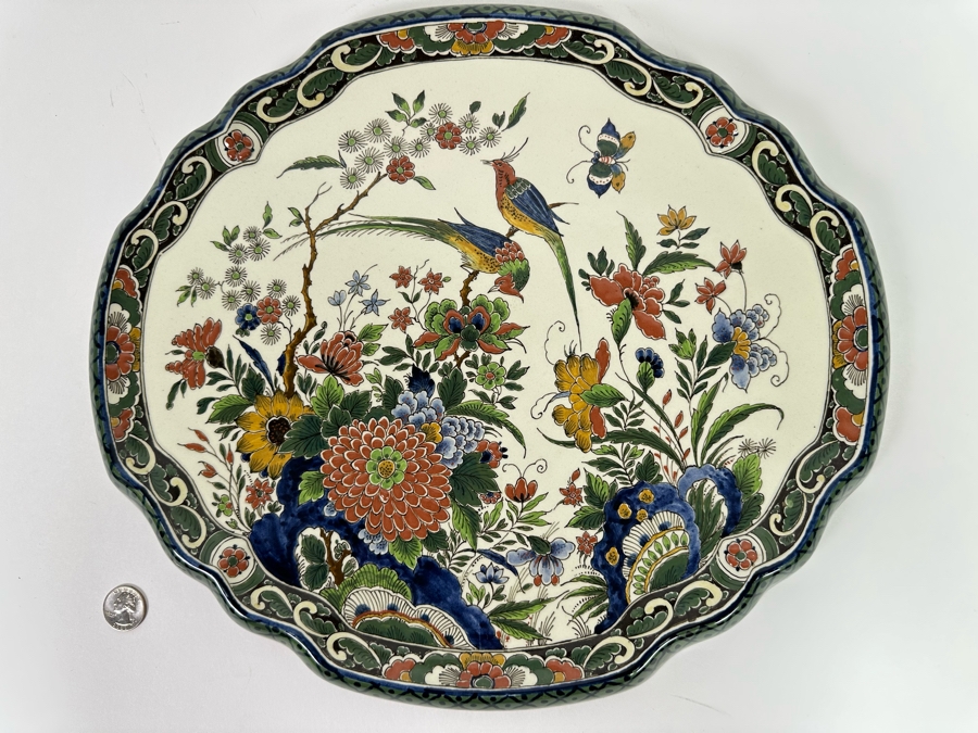 Large Hand Painted Delft Porcelain Wall Plaque Signed M. Van Den Bor 16.5W X 14.5H [CA] [Photo 5]