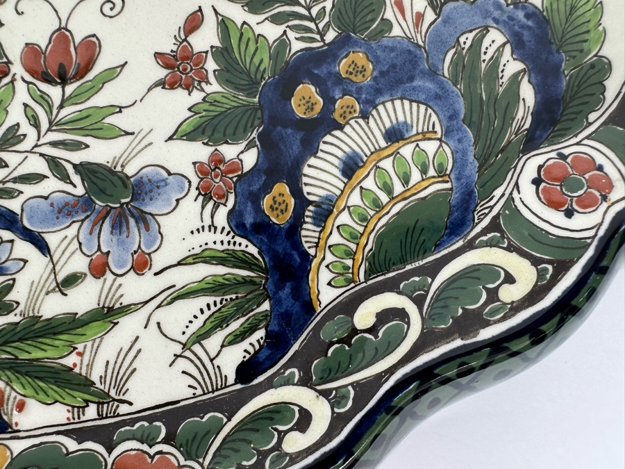 Large Hand Painted Delft Porcelain Wall Plaque Signed M. Van Den Bor 16.5W X 14.5H [CA] [Photo 9]