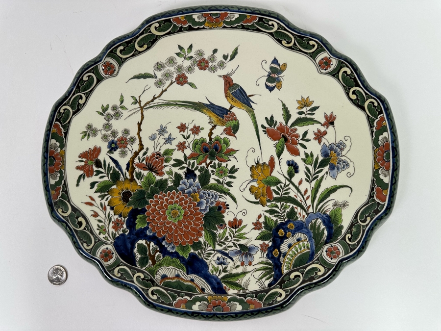 Large Hand Painted Delft Porcelain Wall Plaque Signed M. Van Den Bor 16.5W X 14.5H [CA] [Photo 4]