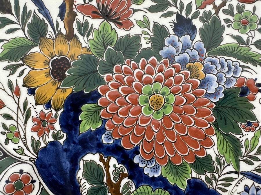 Large Hand Painted Delft Porcelain Wall Plaque Signed M. Van Den Bor 16.5W X 14.5H [CA] [Photo 7]