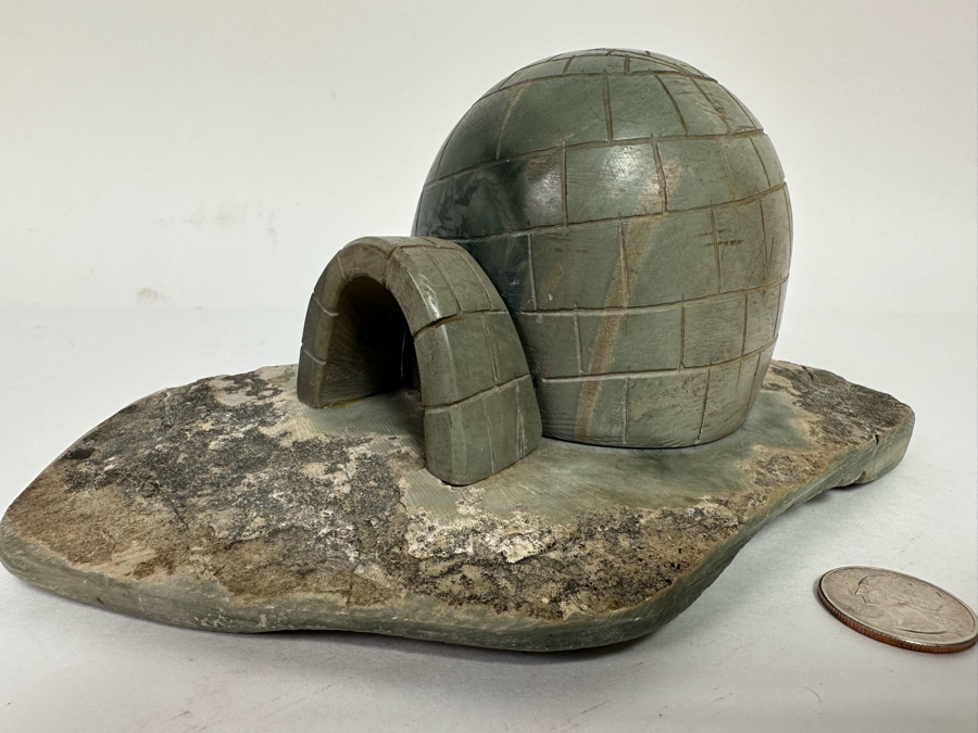 Carved Stone Eskimo Igloo Figurine 8.5W X 5D X 3.5H [CA] [Photo 2]