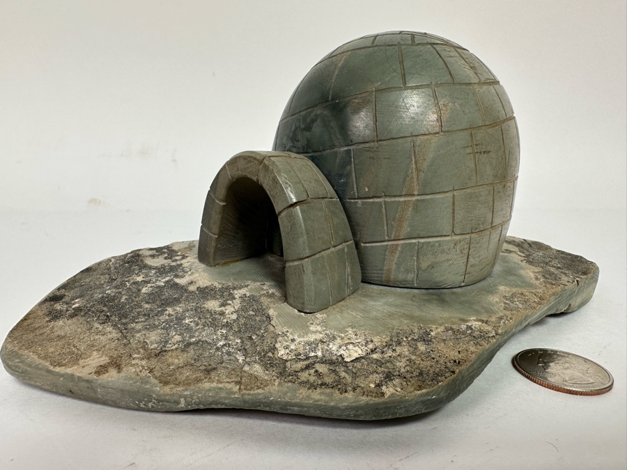 Carved Stone Eskimo Igloo Figurine 8.5W X 5D X 3.5H [CA] [Photo 3]