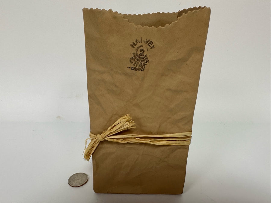 Harvey Craft Paper Bag Ceramic Vase By Michel Harvey 4W X 2.5D X 7H [CA] [Photo 4]