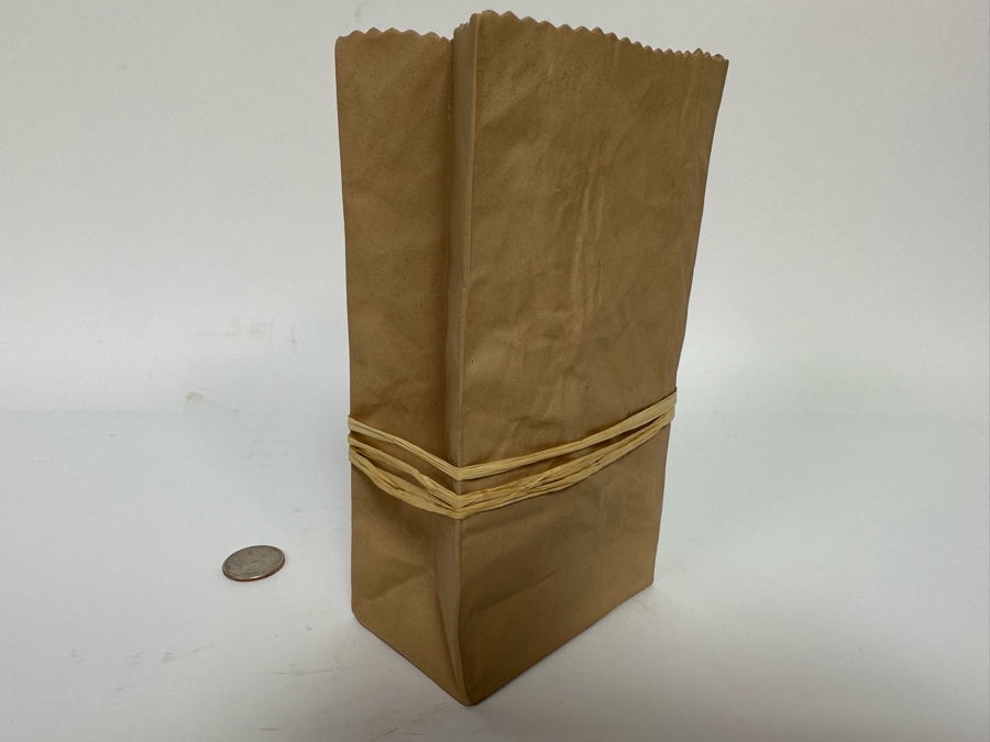 Harvey Craft Paper Bag Ceramic Vase By Michel Harvey 4W X 2.5D X 7H [CA] [Photo 7]