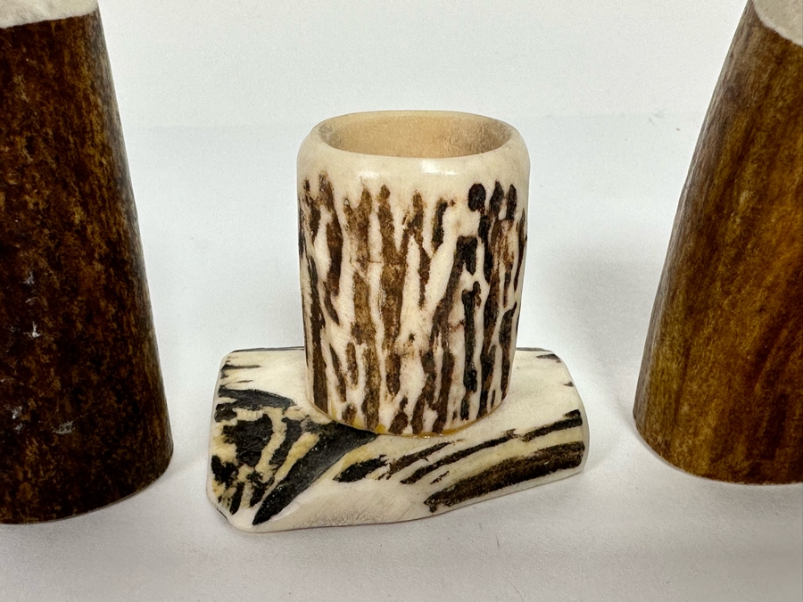 Antler Salt & Pepper Shakers 2.5H And Toothpick Holder [CA] [Photo 5]