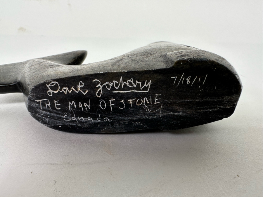 Carved Stone Whale Figurine Signed Dave Zachary The Man Of Stone Canada 4.5W X 1D X 3.5H [CA] [Photo 9]