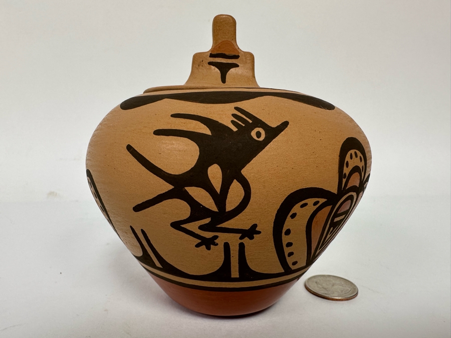 Ruby Panana Zia Native American Pot With Lid 4.5W X 4.5H [CA] [Photo 4]