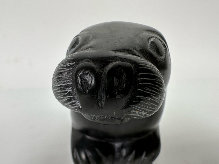 Signed Inuit Carved Stone Figurine Of Standing Otter 5W X 2D X 4H [CA] [Photo 13]