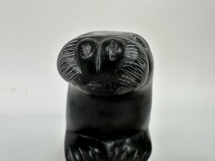 Signed Inuit Carved Stone Figurine Of Standing Otter 5W X 2D X 4H [CA] [Photo 14]