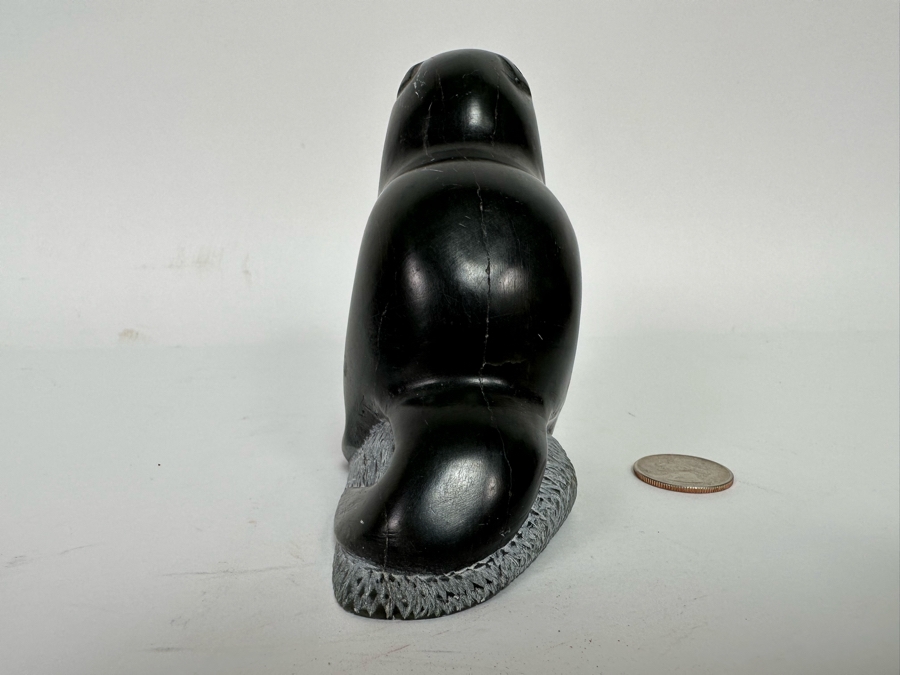 Signed Inuit Carved Stone Figurine Of Standing Otter 5W X 2D X 4H [CA] [Photo 6]