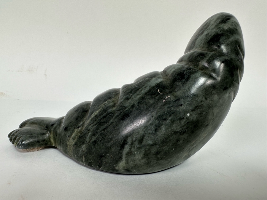 Carved Stone Walrus Figurine Signed Ross Parkinson Eskimo Canada 6W X 2.5D X 3.75H [CA] [Photo 6]