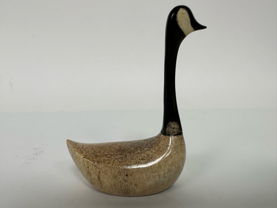 Chris Aningayou Carved Bone Canadian Goose Figurine Signed Aningayou 2.5W X 3.25H [CA] [Photo 7]
