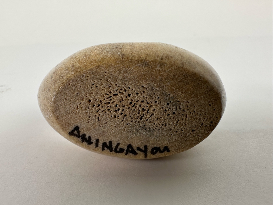 Chris Aningayou Carved Bone Canadian Goose Figurine Signed Aningayou 2.5W X 3.25H [CA] [Photo 8]