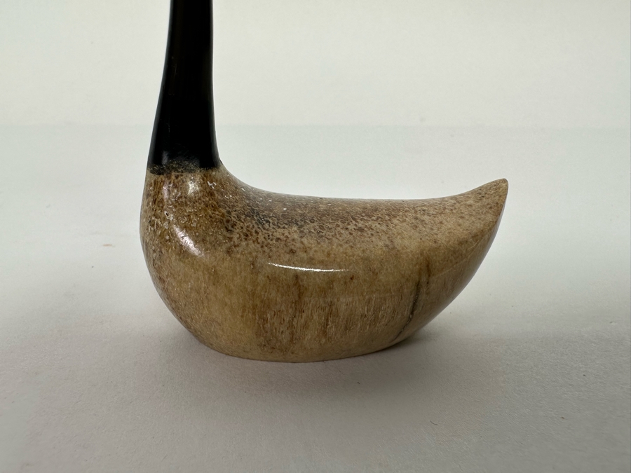 Chris Aningayou Carved Bone Canadian Goose Figurine Signed Aningayou 2.5W X 3.25H [CA] [Photo 6]