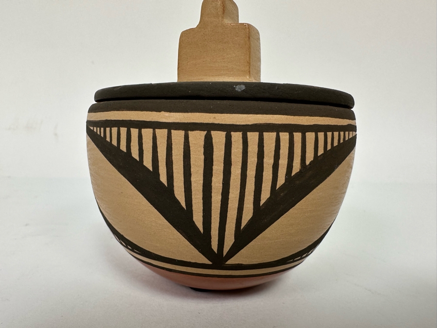 Eleanor Pino Griego Zia Pueblo Native American Pottery Pot With Lid 3.5W X 3.5H [CA] [Photo 6]