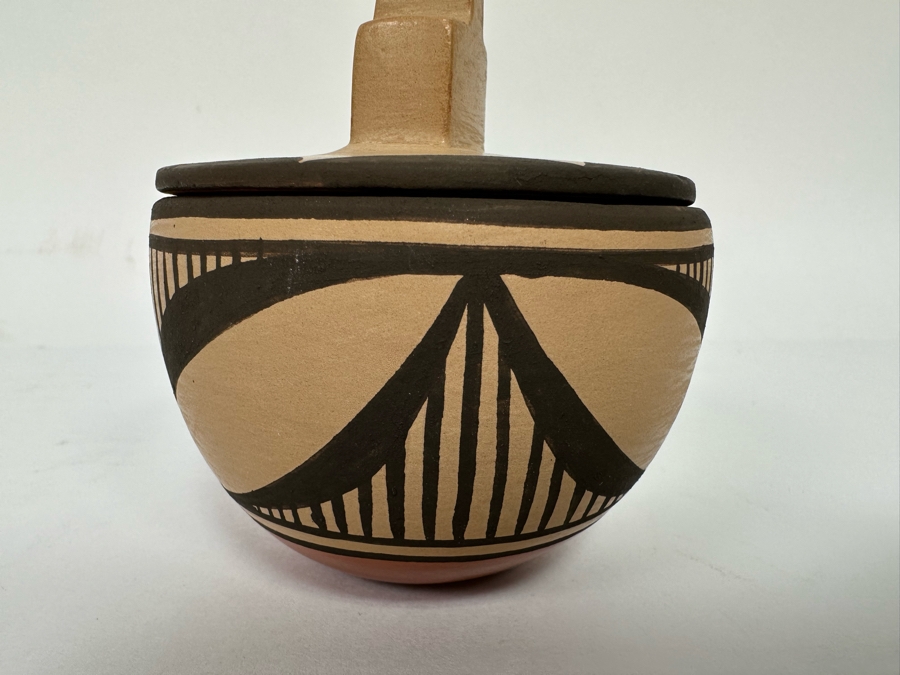 Eleanor Pino Griego Zia Pueblo Native American Pottery Pot With Lid 3.5W X 3.5H [CA] [Photo 7]