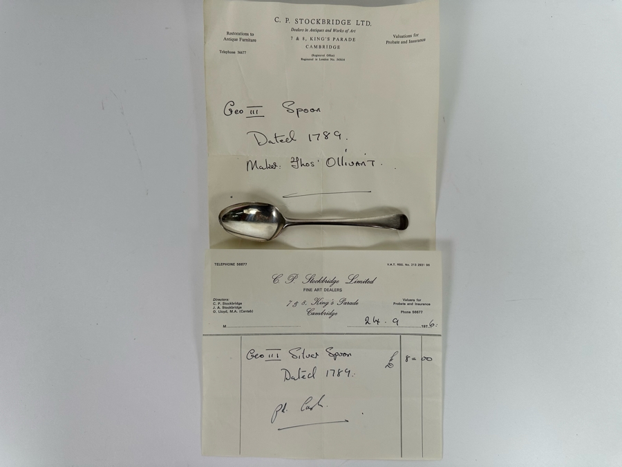 Antique 1789 George III Sterling Silver English Hallmarked Spoon By Thomas Ollivant [CA] [Photo 3]