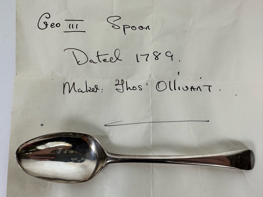 Antique 1789 George III Sterling Silver English Hallmarked Spoon By Thomas Ollivant [CA] [Photo 4]