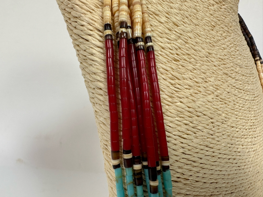 Multi-Strand Native American Beaded 30' Necklace With Turquoise And Coral Beads [CA] [Photo 4]