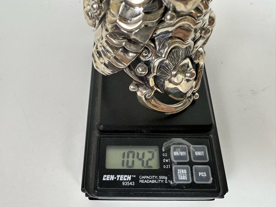 Margot De Taxco Sterling Silver Mexican Repousse Statement Bracelet Fish Design 104.2g [CA] [Photo 21]