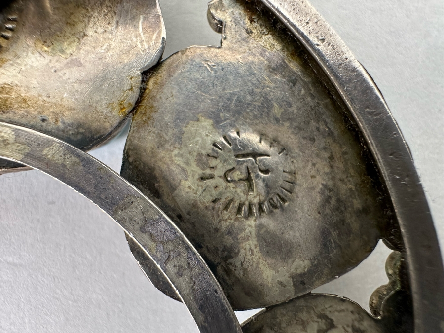 Stunning Vintage Squash Blossom 20' Necklace With Sterling Silver & Turquoise Signed PJ 176.3g [CA] [Photo 12]