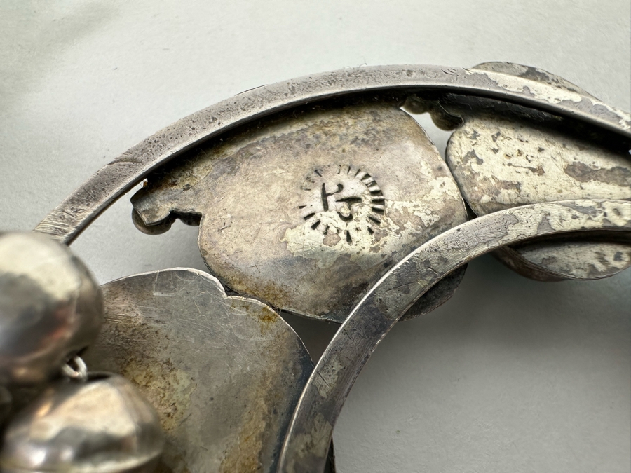 Stunning Vintage Squash Blossom 20' Necklace With Sterling Silver & Turquoise Signed PJ 176.3g [CA] [Photo 14]