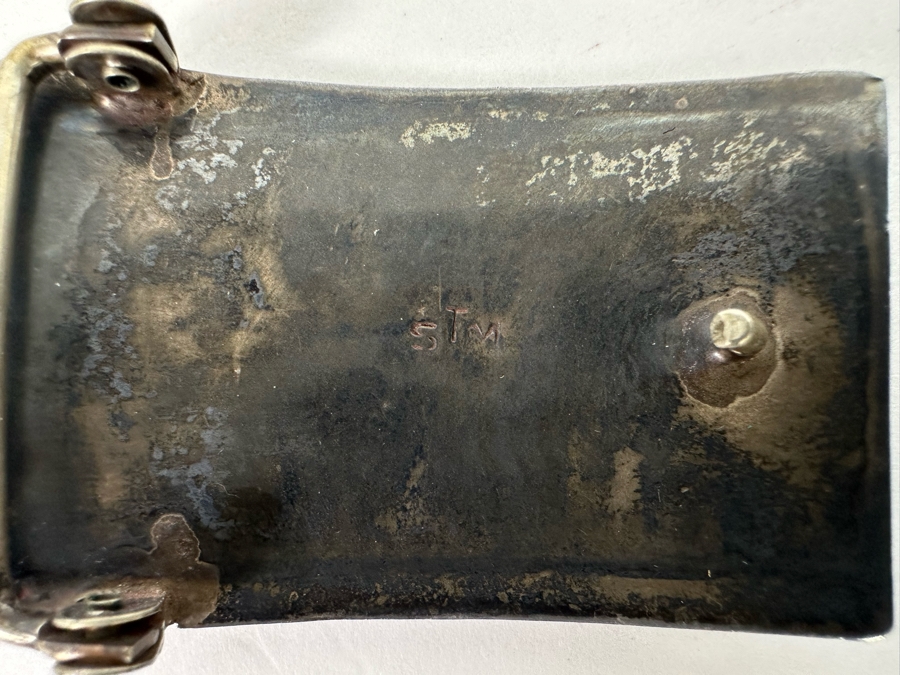 Channel Inlay Turquoise Bolo Tie & Matching Belt Buckle Zuni Native American Signed STM [CA] [Photo 7]