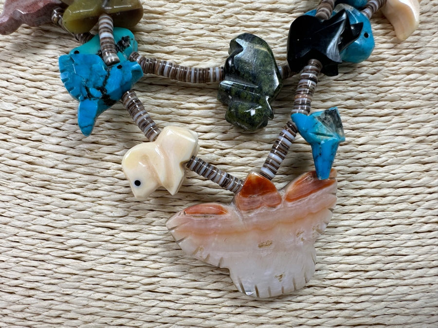 Native American Carved Stone Fetish Multi-Strand 24' Necklace [CA] [Photo 5]