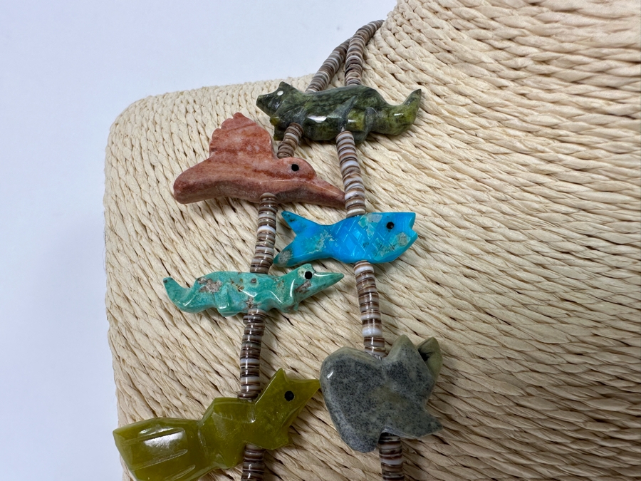 Native American Carved Stone Fetish Multi-Strand 24' Necklace [CA] [Photo 9]