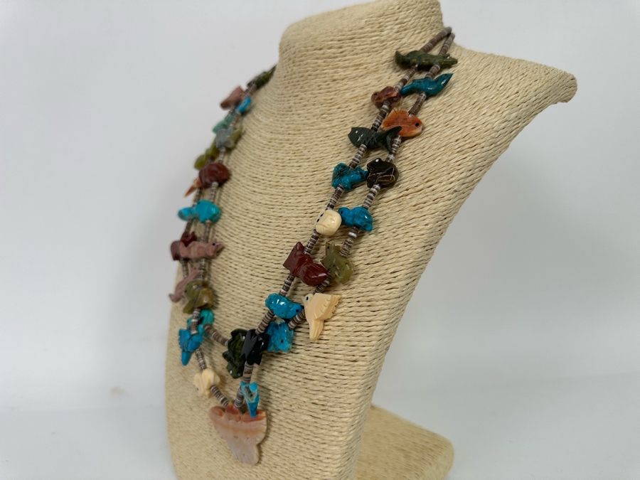 Native American Carved Stone Fetish Multi-Strand 24' Necklace [CA] [Photo 14]