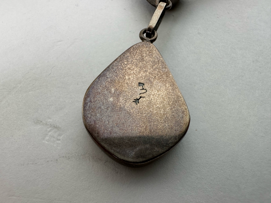 Stunning Native American Sterling Silver With Polished Stones 16' Necklace Signed 41.9g [CA] [Photo 11]