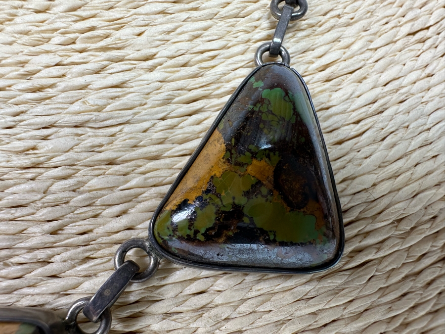 Stunning Native American Sterling Silver With Polished Stones 16' Necklace Signed 41.9g [CA] [Photo 7]