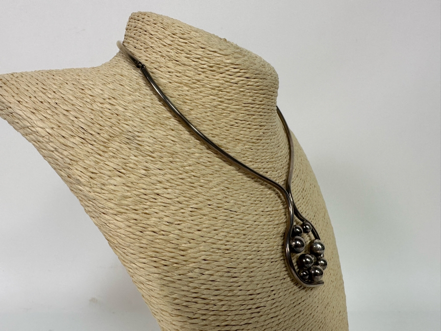 Sterling Silver Modernist Choker Necklace 31.2g [CA] [Photo 5]