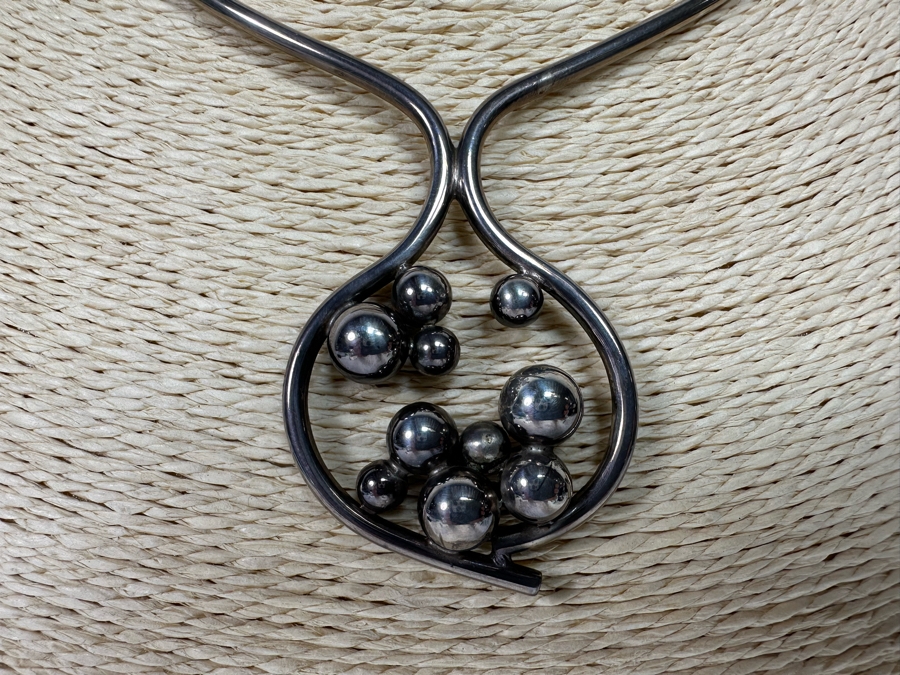 Sterling Silver Modernist Choker Necklace 31.2g [CA] [Photo 4]