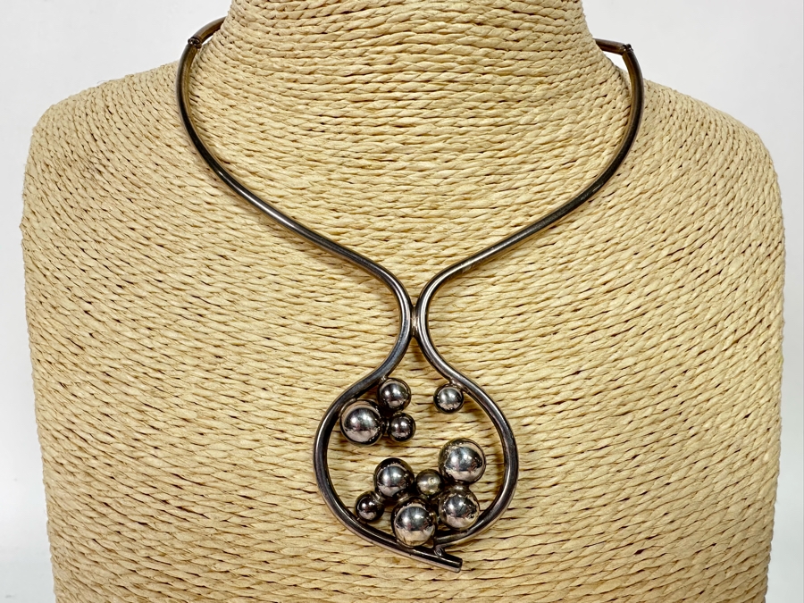 Sterling Silver Modernist Choker Necklace 31.2g [CA] [Photo 2]