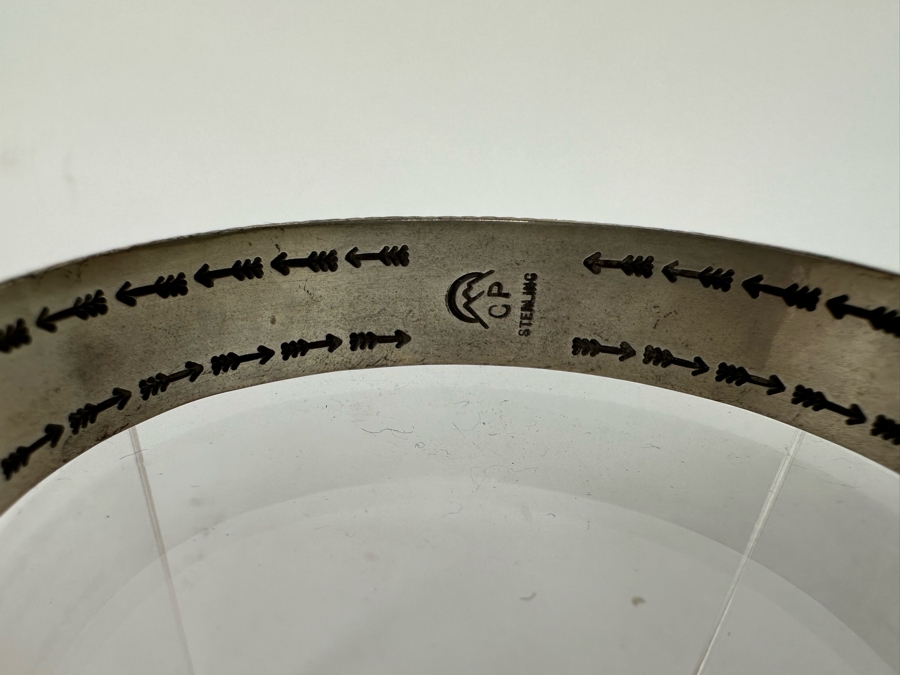 Sterling Silver Native American Cuff Bracelet Signed CP 2.5W [CA] [Photo 7]