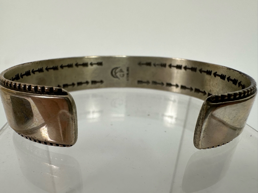 Sterling Silver Native American Cuff Bracelet Signed CP 2.5W [CA] [Photo 6]