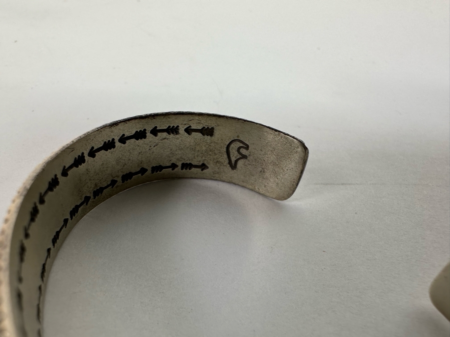 Sterling Silver Native American Cuff Bracelet Signed CP 2.5W [CA] [Photo 9]