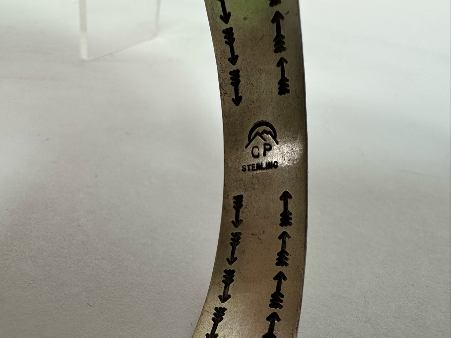 Sterling Silver Native American Cuff Bracelet Signed CP 2.5W [CA] [Photo 8]