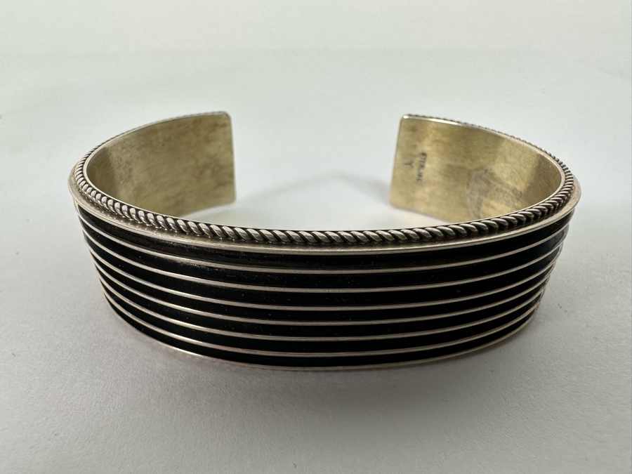 Sterling Silver Native American Cuff Bracelet Signed Y 2.5W 32.5g [CA]