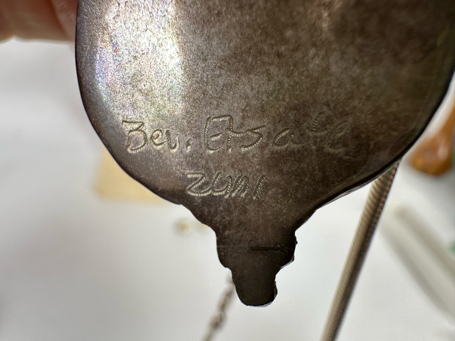 Beverly Etsate Zuni Native American Sterling Silver Corn Pendant With Sterling Silver Necklace And Matching Earrings 28.9g [CA] [Photo 12]