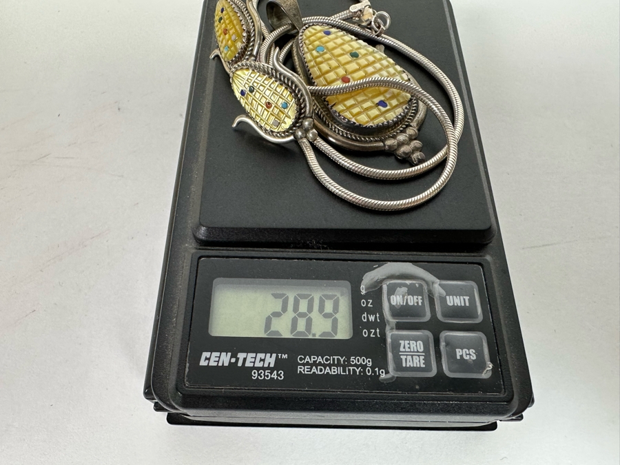 Beverly Etsate Zuni Native American Sterling Silver Corn Pendant With Sterling Silver Necklace And Matching Earrings 28.9g [CA] [Photo 19]