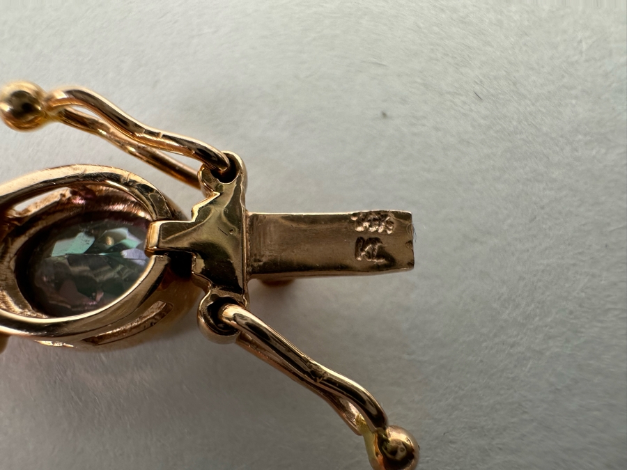 14K Gold Mystic Fire Topaz 7' Bracelet With Matching Earrings And Pendant Signed KL 26.4g [CA] [Photo 35]