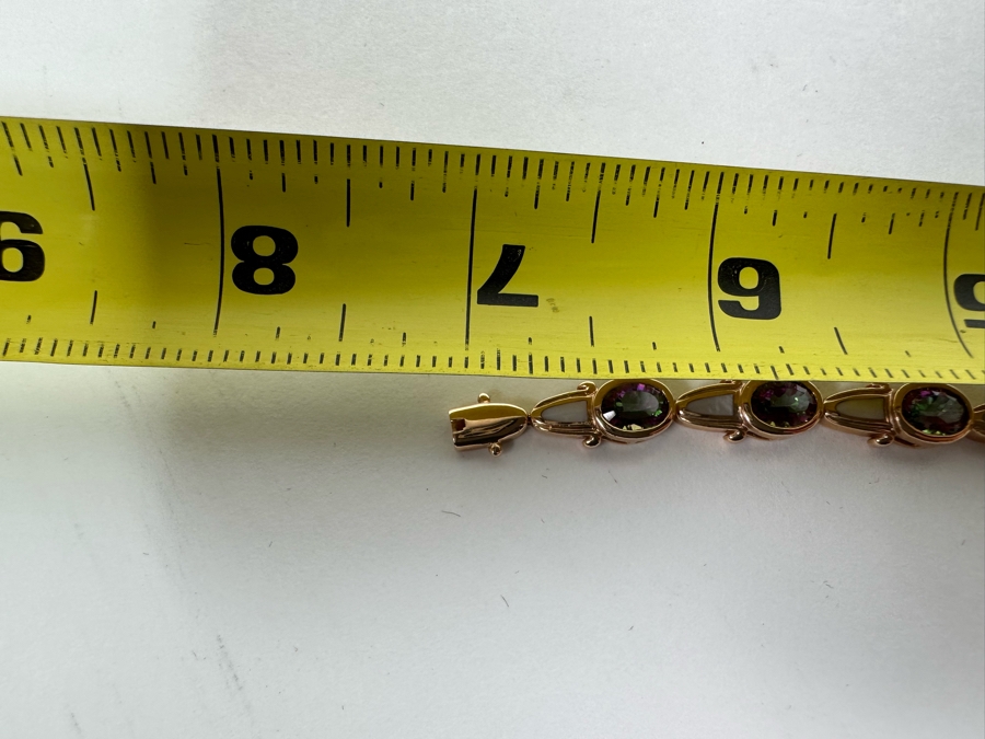 14K Gold Mystic Fire Topaz 7' Bracelet With Matching Earrings And Pendant Signed KL 26.4g [CA] [Photo 40]