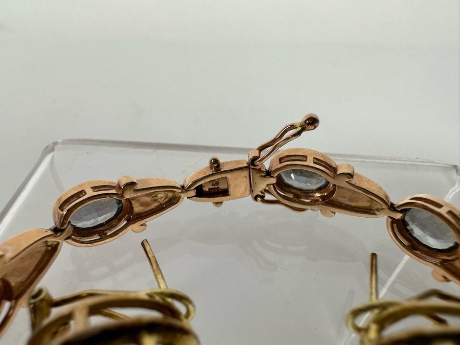 14K Gold Mystic Fire Topaz 7' Bracelet With Matching Earrings And Pendant Signed KL 26.4g [CA] [Photo 20]