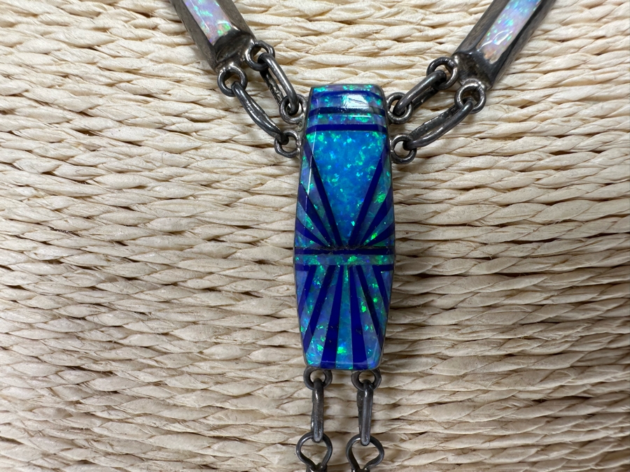 D. Lucio Native American Zuni Sterling Silver Pendant 16' Necklace With Matching Earrings 19.3g [CA] [Photo 4]