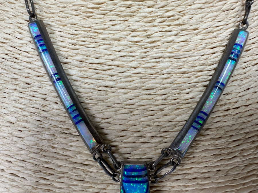 D. Lucio Native American Zuni Sterling Silver Pendant 16' Necklace With Matching Earrings 19.3g [CA] [Photo 5]
