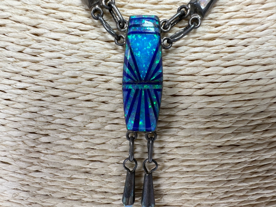 D. Lucio Native American Zuni Sterling Silver Pendant 16' Necklace With Matching Earrings 19.3g [CA] [Photo 8]