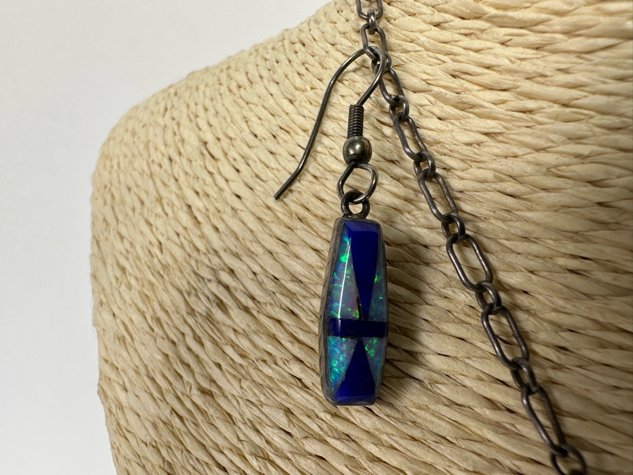 D. Lucio Native American Zuni Sterling Silver Pendant 16' Necklace With Matching Earrings 19.3g [CA] [Photo 6]